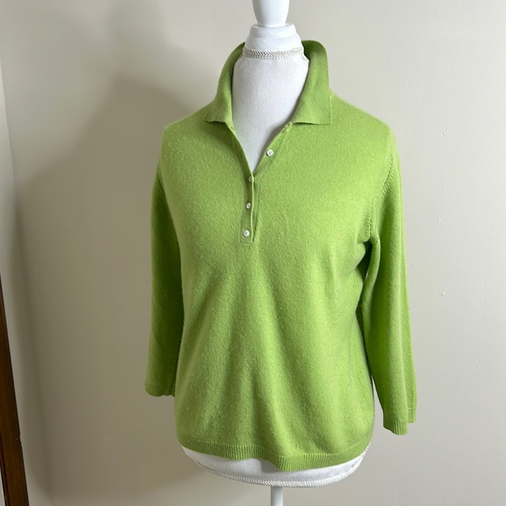 GENEVA CASHMERE CHARTREUSE PULL OVER SWEATER
